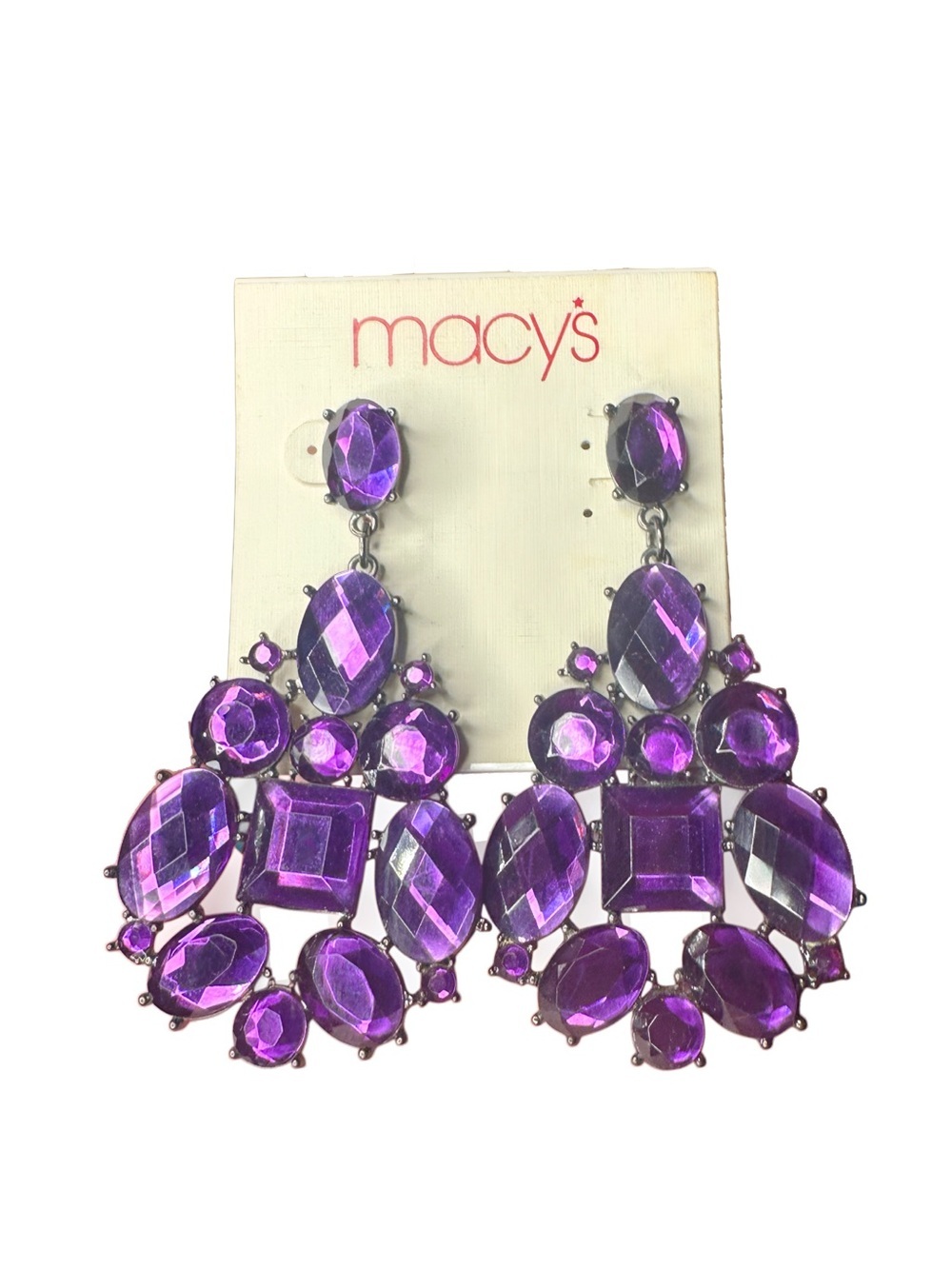 Macy's Purple Faceted Chandelier Drop Earrings